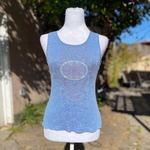 FANG Blue Patterned Tank Top